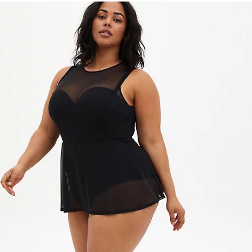 Torrid size 4 black mesh swimsuit swimdress nwt